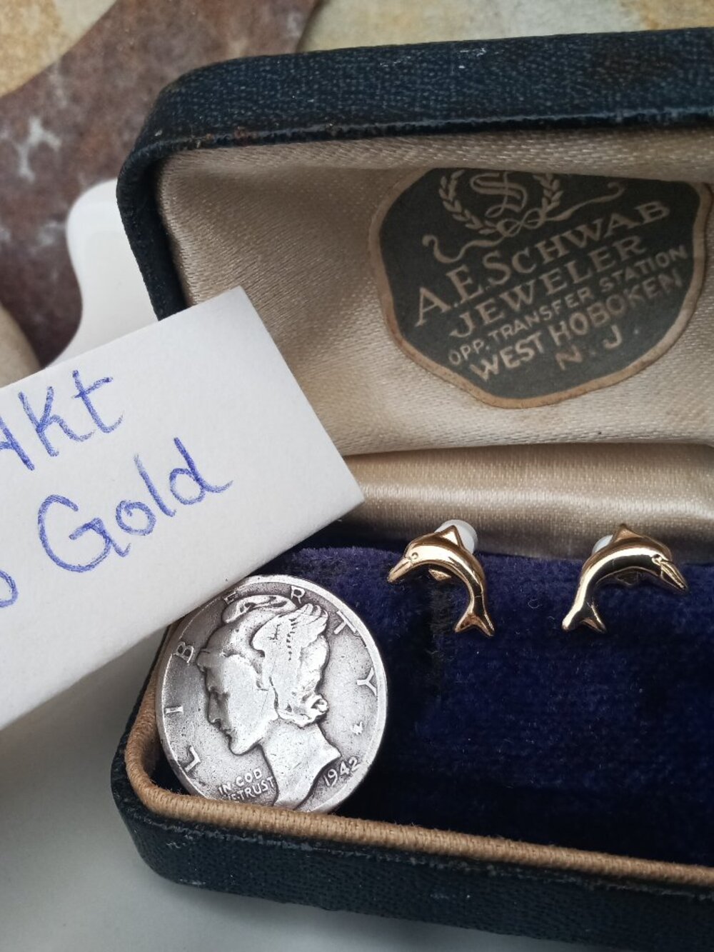 Solid 14kt Gold Dolphin Earrings